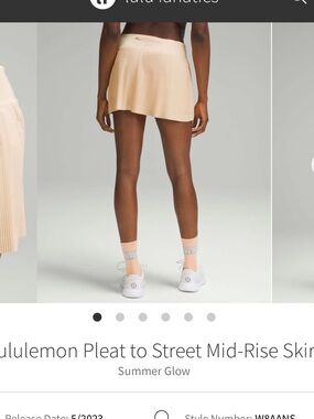 lululemon athletica Pleat to street Mini Skirt in Summer Glow EUC size 14